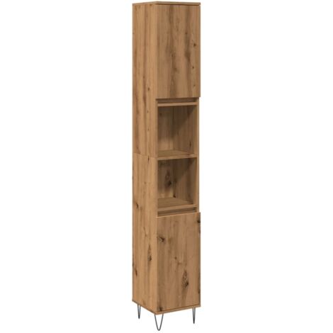 Armario de baño madera contrachapada roble artisan 30x30x190 cm vidaXL