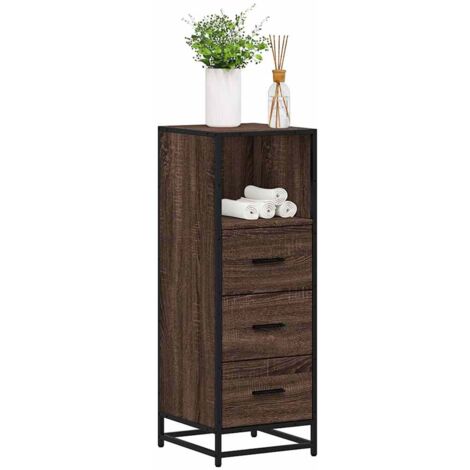 Armario de baño madera contrachapada roble marrón 35x37,5x100cm