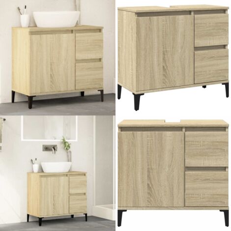Armario de baño madera contrachapada roble Sonoma 65x33x60 cm - Armario de baño madera contrachapada - Armario de baño roble Sonoma