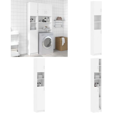 Armario de baño madera de ingeniería blanco 32x25,5x190 cm - Mueble de baño - Almacenamiento de baño