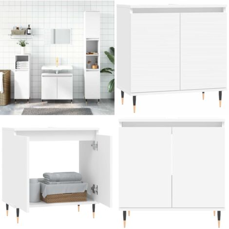 Armario de baño madera de ingeniería blanco 58x33x60 cm - Armario de baño blanco - Armario de baño madera