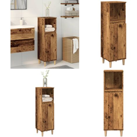 Armario de baño madera de ingeniería envejecida 30x30x100 cm - Armario de baño madera - Armario de baño con puerta