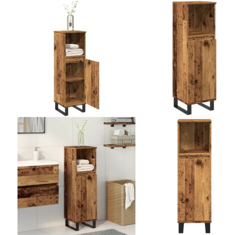 Armario de baño madera de ingeniería envejecida 30x30x100 cm - Mueble de baño - Armario de baño madera