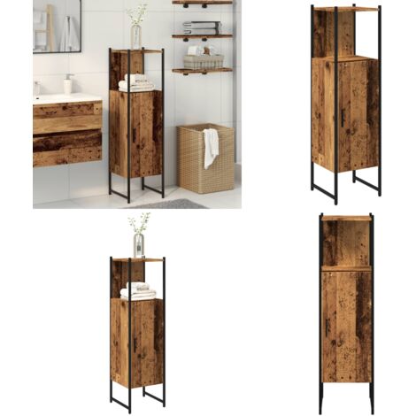Armario de baño madera de ingeniería envejecida 33x33x120,5 cm - Armario de baño madera - Armario de baño envejecido