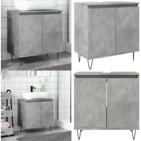 Armario de baño madera de ingeniería gris hormigón 58x33x60 cm - Armario de baño gris hormigón - Armario de baño madera contrachapada