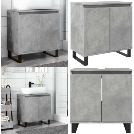 Armario de baño madera de ingeniería gris hormigón 58x33x60 cm - Armario de baño gris hormigón - Armario de baño madera contrachapada
