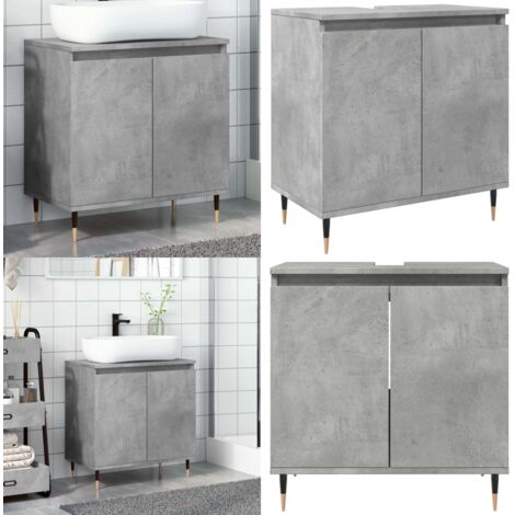 Armario de baño madera de ingeniería gris hormigón 58x33x60 cm - Armario de baño gris hormigón - Armario de baño madera contrachapada