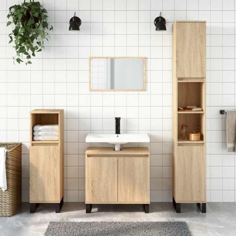 Armario de baño madera de ingeniería roble  58x33x60 cm