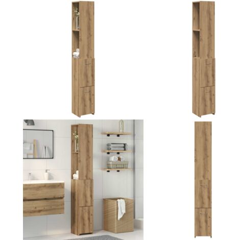 Armario de baño madera de ingeniería roble artisan 25x25x170 cm - Armario de baño de madera - Armario de baño roble