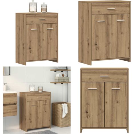 Armario de baño madera de ingeniería roble artisan 60x33x80 cm - Armario de baño roble - Armario de baño madera