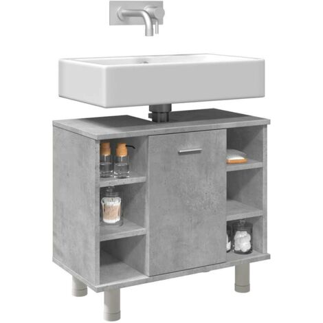 Armario de baño madera ingeniería gris hormigón 60x32x53,5 cm