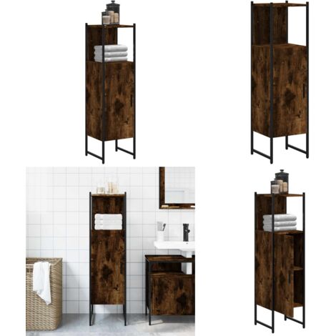 Armario de baño madera ingeniería roble ahumado 33x33x120,5 cm - Armario de baño madera - Armario de baño roble ahumado