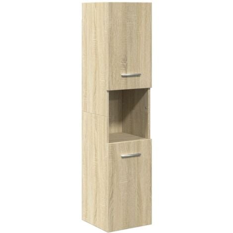 Armario de baño madera ingeniería roble Sonoma 30x30x130 cm vidaXL