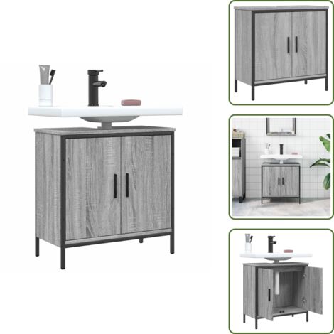 Armario de baño madera - vidaXL Armario lavabo baño madera ingeniería gris Sonoma 60x30x60 cm -