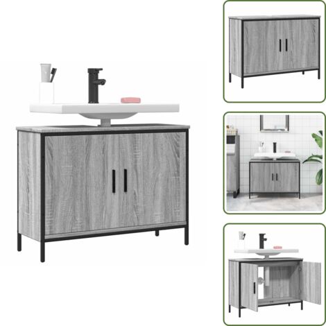 Armario de baño madera - vidaXL Armario lavabo baño madera ingeniería gris Sonoma 80x30x60 cm -