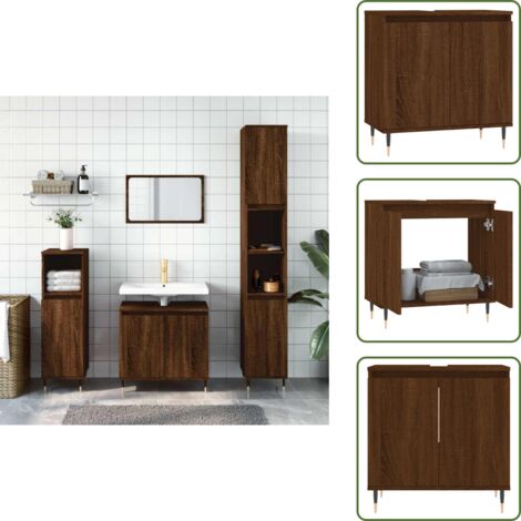 Armario de baño marrón roble - vidaXL Armario de baño madera de ingeniería marrón roble 58x33x60 cm -