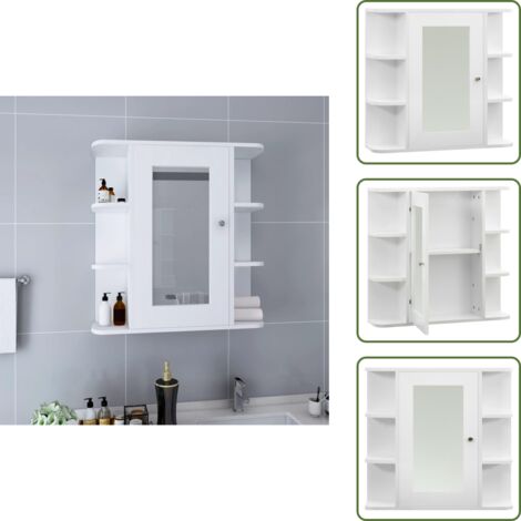 Armario de baño moderno - vidaXL Armario de baño con espejo blanco 66x17x63 cm MDF - Armario de baño con espejo