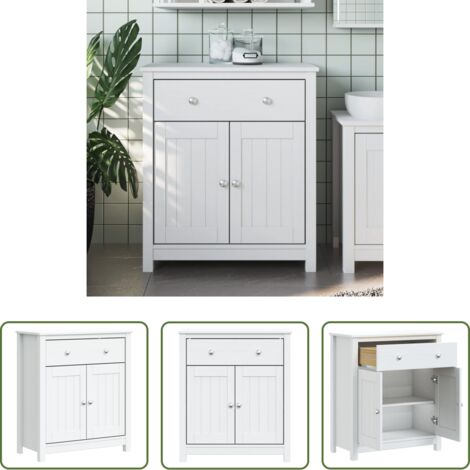Armario de baño -  Mueble de baño BERG madera maciza de pino blanco 69,5x34x80 cm