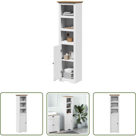 Armario de baño -  Mueble de baño BODO blanco y marrón 44x30x160 cm