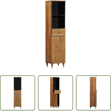 Armario de baño -  Mueble de baño madera maciza de mango 38x33x160 cm