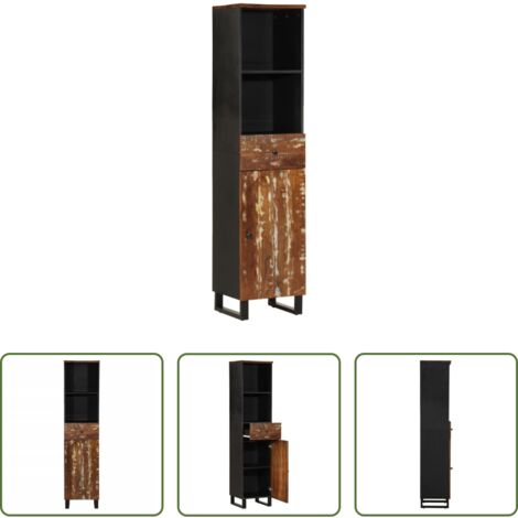 Armario de baño -  Mueble de baño madera maciza reciclada 38x33x160 cm