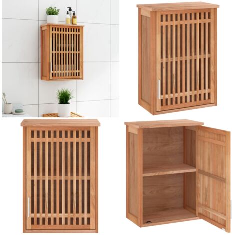 Armario de baño para pared madera maciza de nogal 42x23x60 cm - Armario de pared - Armario de baño de madera