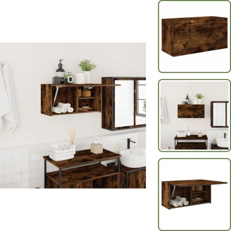 Armario de baño roble ahumado - vidaXL Mueble de pared baño madera ingeniería roble ahumado 60x25x30cm - Almacenamiento de baño