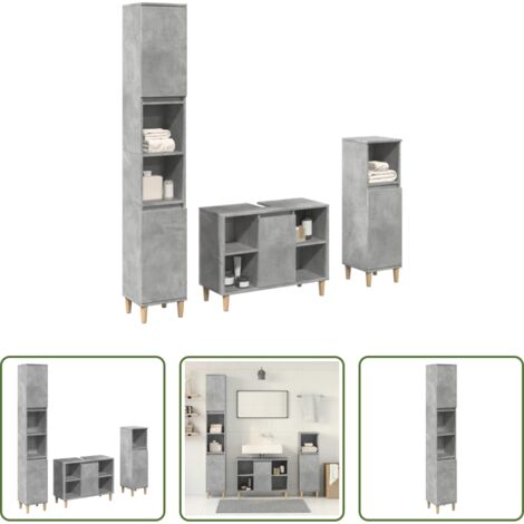Armario de baño -  Set muebles de baño 2 piezas madera contrachapada gris hormigón