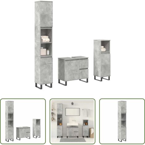 Armario de baño -  Set muebles de baño 2 piezas madera contrachapada gris hormigón