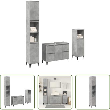 Armario de baño -  Set muebles de baño 2 piezas madera contrachapada gris hormigón