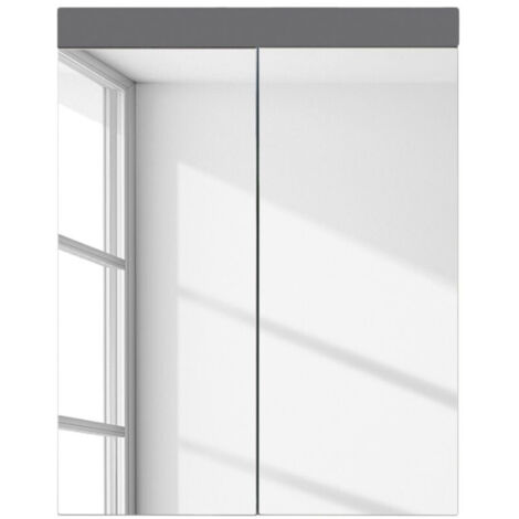 Armario de baño - TRENDTEAM - Amanda - 2 puertas espejo - Gris - 60x17x77cm