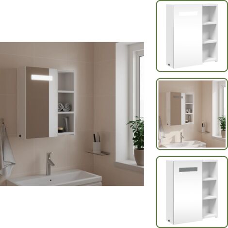 Armario de baño - vidaXL Mueble de baño con espejo y luz LED blanco 45x13x52 cm - Almacenamiento de baño