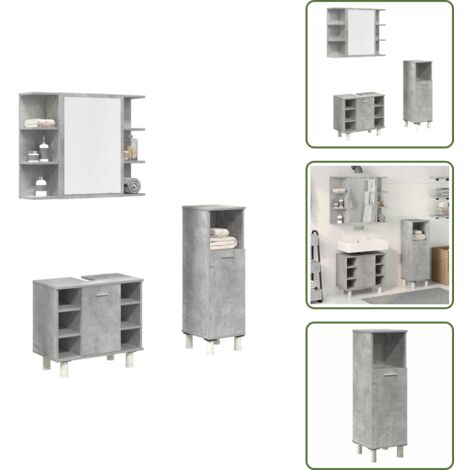 Armario de baño - vidaXL Set muebles de baño 2 piezas madera contrachapada gris hormigón - Mueble de baño