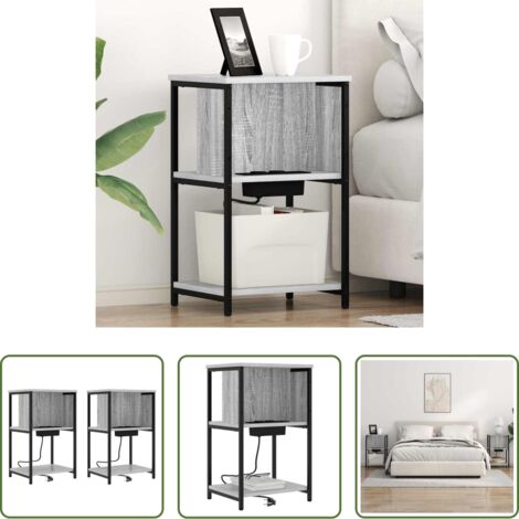 Armario de cabecera -  Armario de Noche 2 pcs Gris Sonoma 38 x 31 x 61 cm