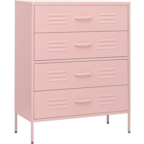 Armario de cajones de acero rosa 80x35x101,5 cm vidaXL
