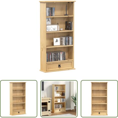 Armario de CD -  Estantería de CDs Corona madera maciza de pino 52x17,5x103 cm