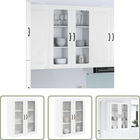 Armario de cocina -  Armario de cocina mural con puerta brillante 80 x 31 x 100 cm
