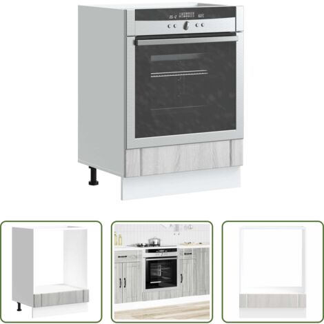 Armario de cocina -  Armario de horno Lucca madera contrachapada sonoma gris
