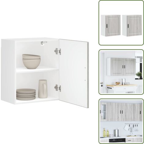 Armario de cocina con puerta - vidaXL Armarios pared para cocina 2 uds Porto gris sonoma - Armario de cocina portátil