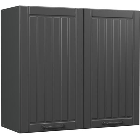 Armario de cocina con vidrio Fame-Line, Gris oscuro, 80 cm, Vicco