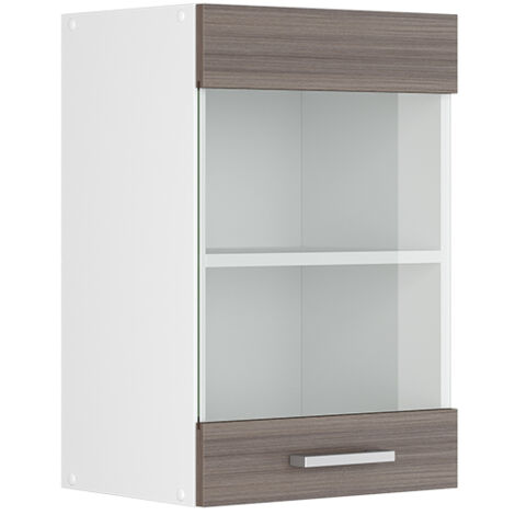 Armario de cocina con vidrio R-Line, Gris, 40 cm, Vicco