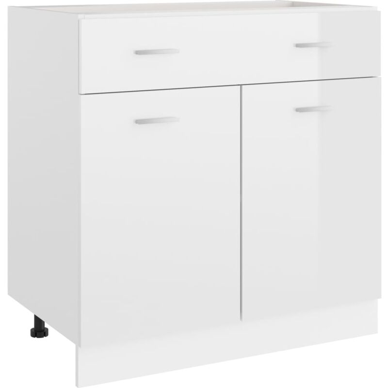 

Armario inferior con cajón de cocina aglomerado blanco brillo - Blanco - Vidaxl