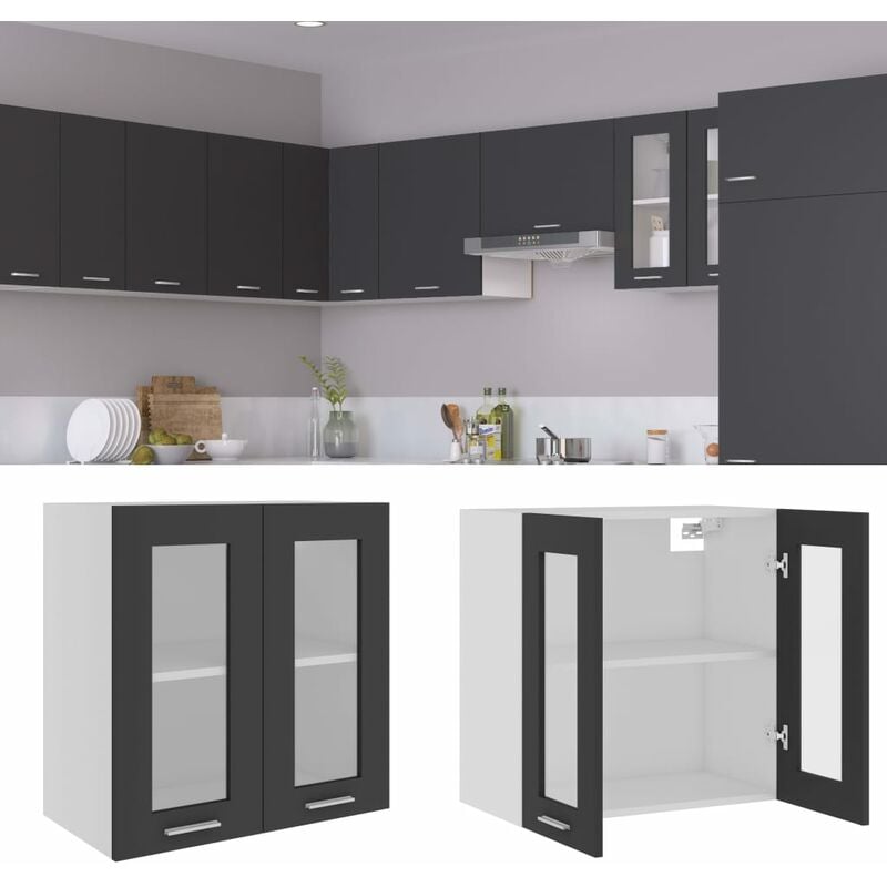 

Armario de cocina de aglomerado gris 60x31x60 cm