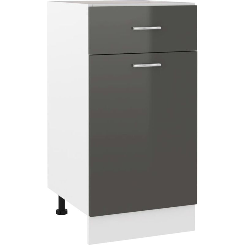 

Armario inferior con cajón de cocina aglomerado gris brillo - Gris - Vidaxl