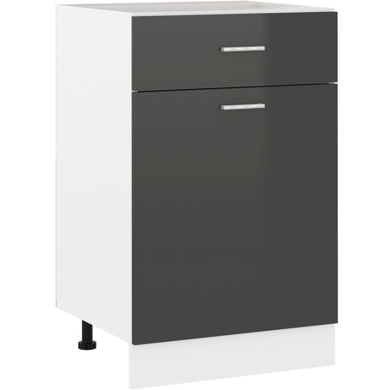 

Armario de cocina de aglomerado gris con brillo 50x46x81,5 cm - Gris
