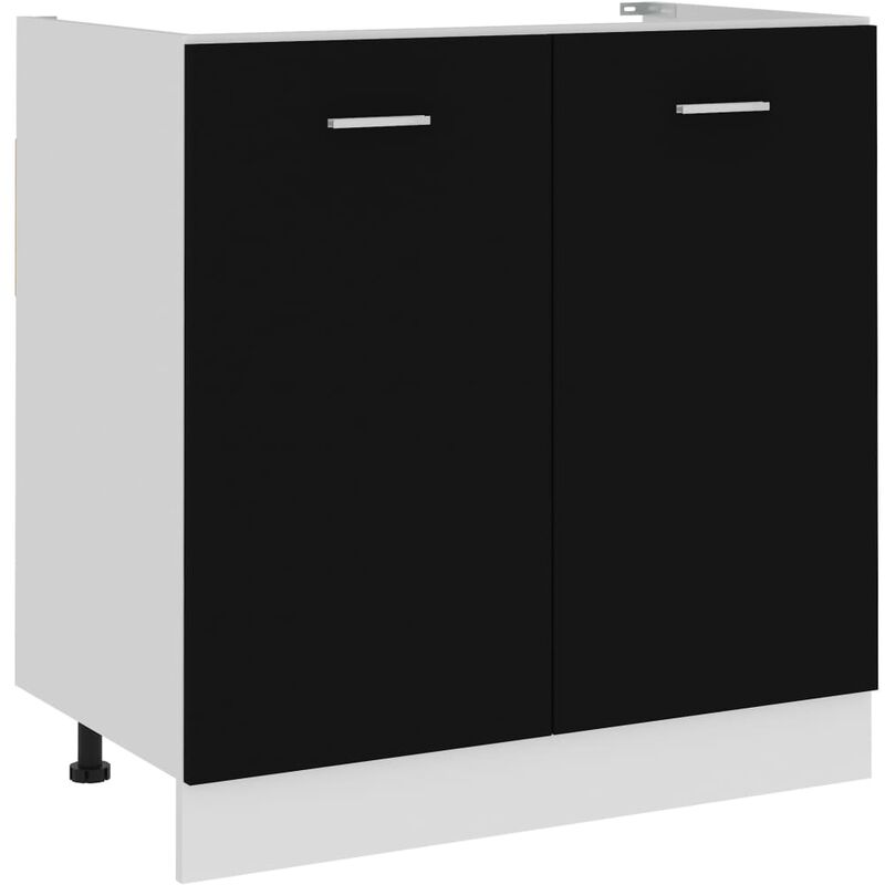 

Armario inferior de fregadero aglomerado negro 80x46x81,5 cm - Negro - Vidaxl