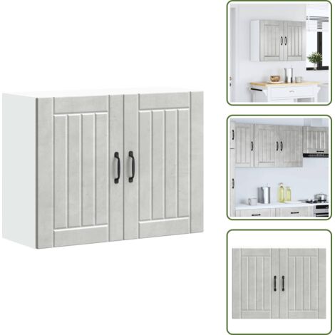 Armario de cocina gris cemento - vidaXL Armario de pared cocina Lucca madera contrachapada gris cemento -