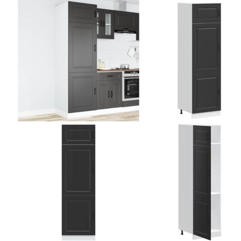 Armario de cocina Kalmar negra de madera de ingeniería - Almacenamiento de cocina - Madera de ingeniería