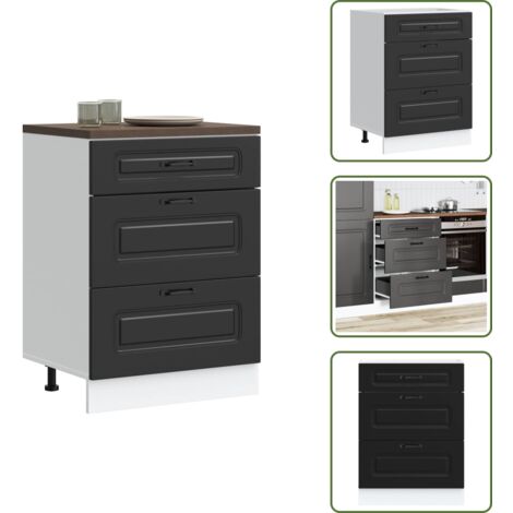 Armario de cocina - vidaXL Armario bajo de cocina "Kalmar" de madera de ingeniería negra - Cocina organizada