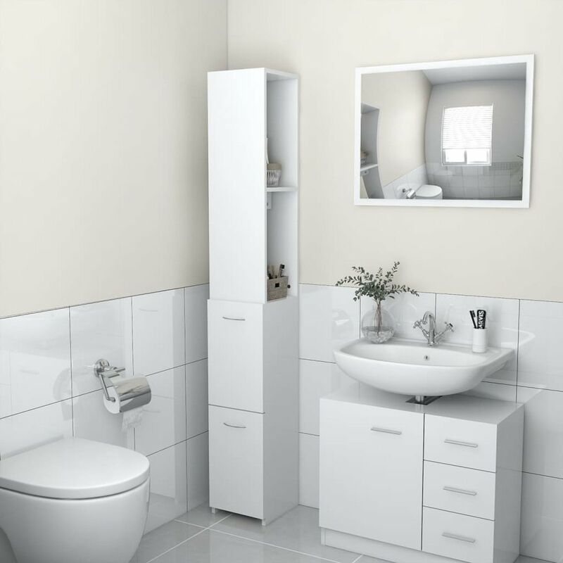 

Armario de cuarto de bano aglomerado blanco 25x25x170 cm